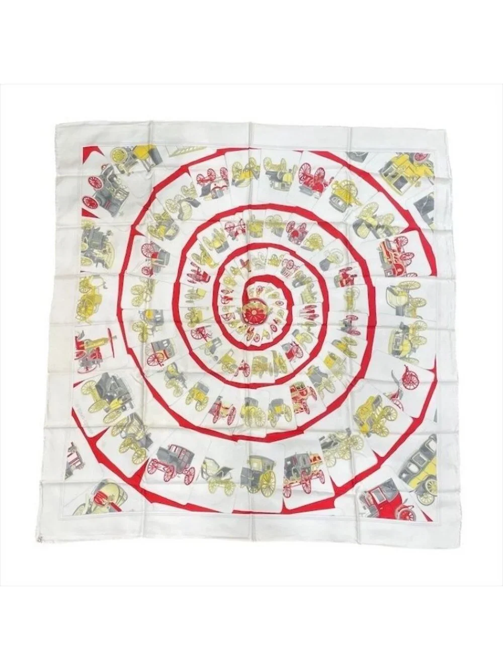 Hermes Carre 90 Large Scarf Shawl Silk Soie White